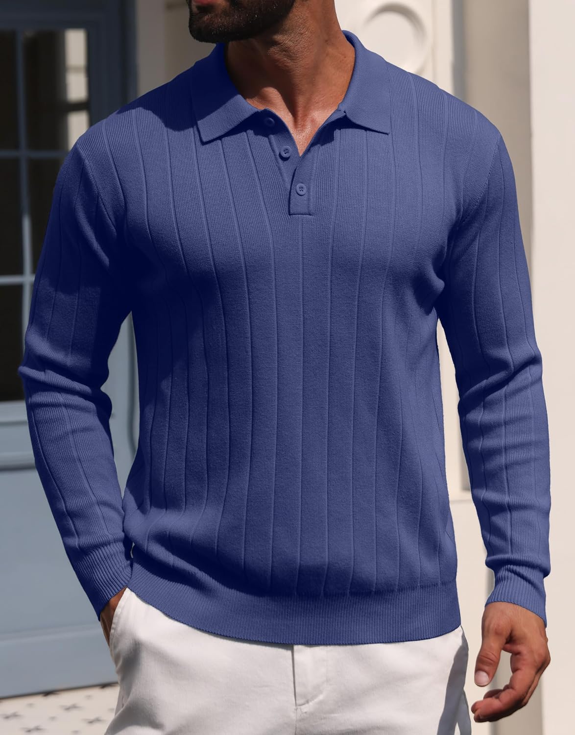 Long Sleeve Knit Polo Jumper - Image 3